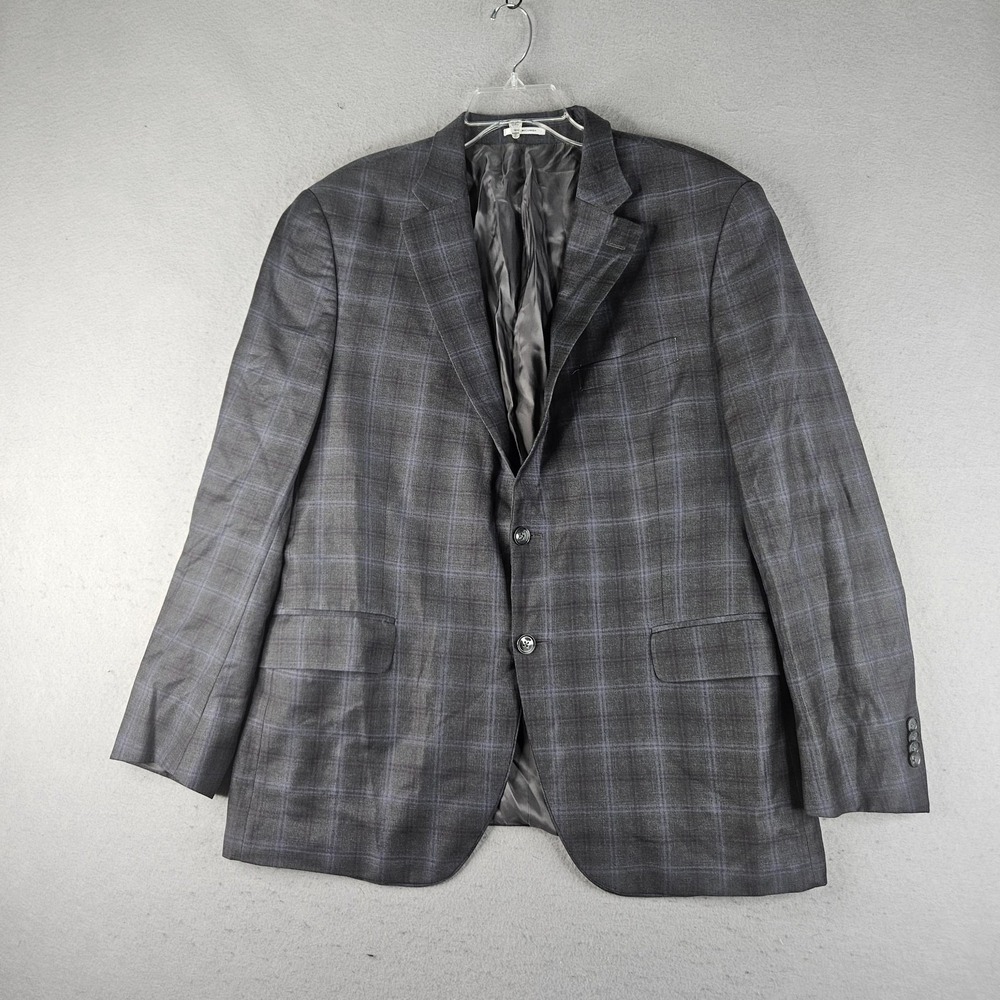 Peter Millar Sport Coat Mens 46R Gray Plaid Wool Two Button Notch Lapel Jacket